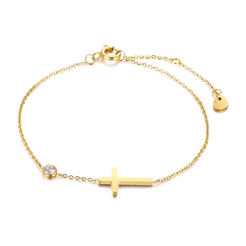 40007 - Cross & Zirconia Bracelet – Elegant & Timeless Jewelry