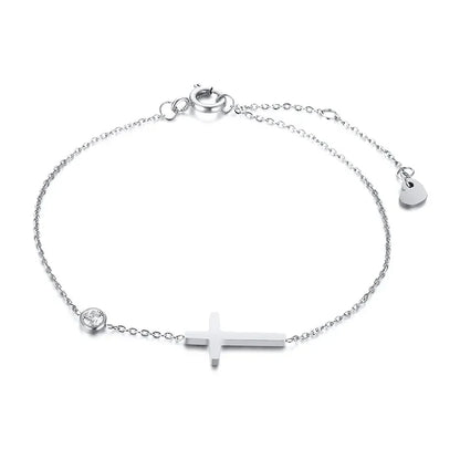 40007 - Cross & Zirconia Bracelet – Elegant & Timeless Jewelry