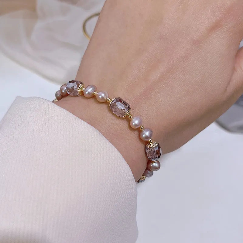 40008 - Pearl & Purple Zirconia Bracelet – Elegant & Chic Jewelry