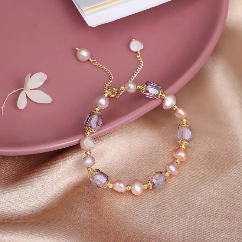 40008 - Pearl & Purple Zirconia Bracelet – Elegant & Chic Jewelry