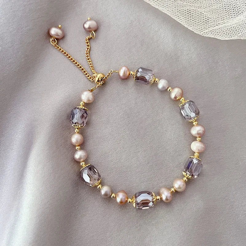 40008 - Pearl & Purple Zirconia Bracelet – Elegant & Chic Jewelry