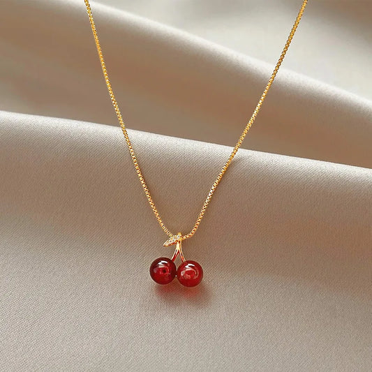 30002 - Cherry Gold Necklace – Elegant Dainty Jewelry for Women