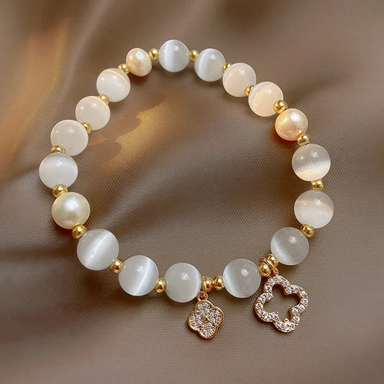 40000 - Pearl Bracelet Studded with Zirconia – Elegant Sparkling Jewelry for Women