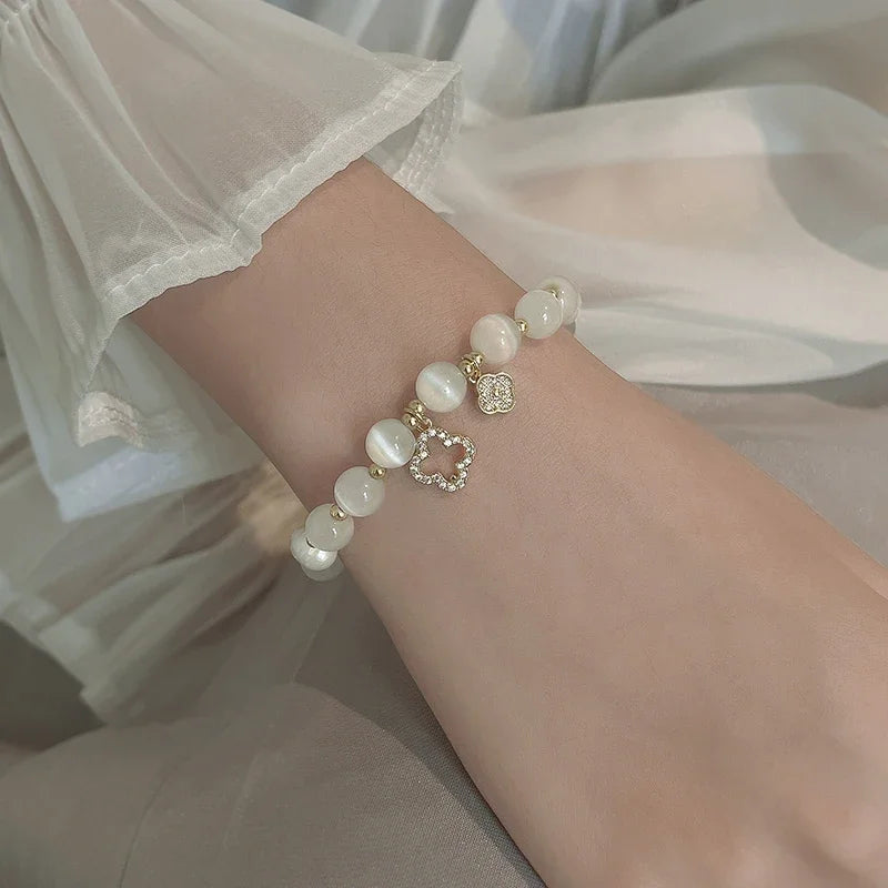 40000 - Pearl Bracelet Studded with Zirconia – Elegant Sparkling Jewelry for Women