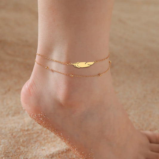 60010 - Double Nature Anklet – Elegant Layered Anklet for Women