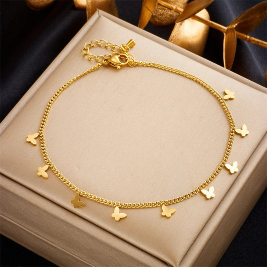 60000 - Gold Butterfly Ankle Bracelet – Dainty & Elegant Anklet for Women