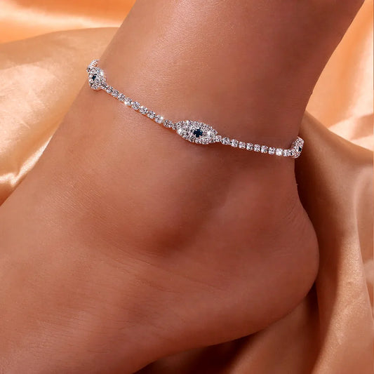 60002 - Zirconia Studded Ankle Bracelet – Dainty Sparkling Anklet for Women